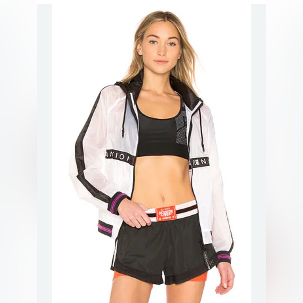 P.E. Nation Sporty Hooded Lightweight Jacket in white
